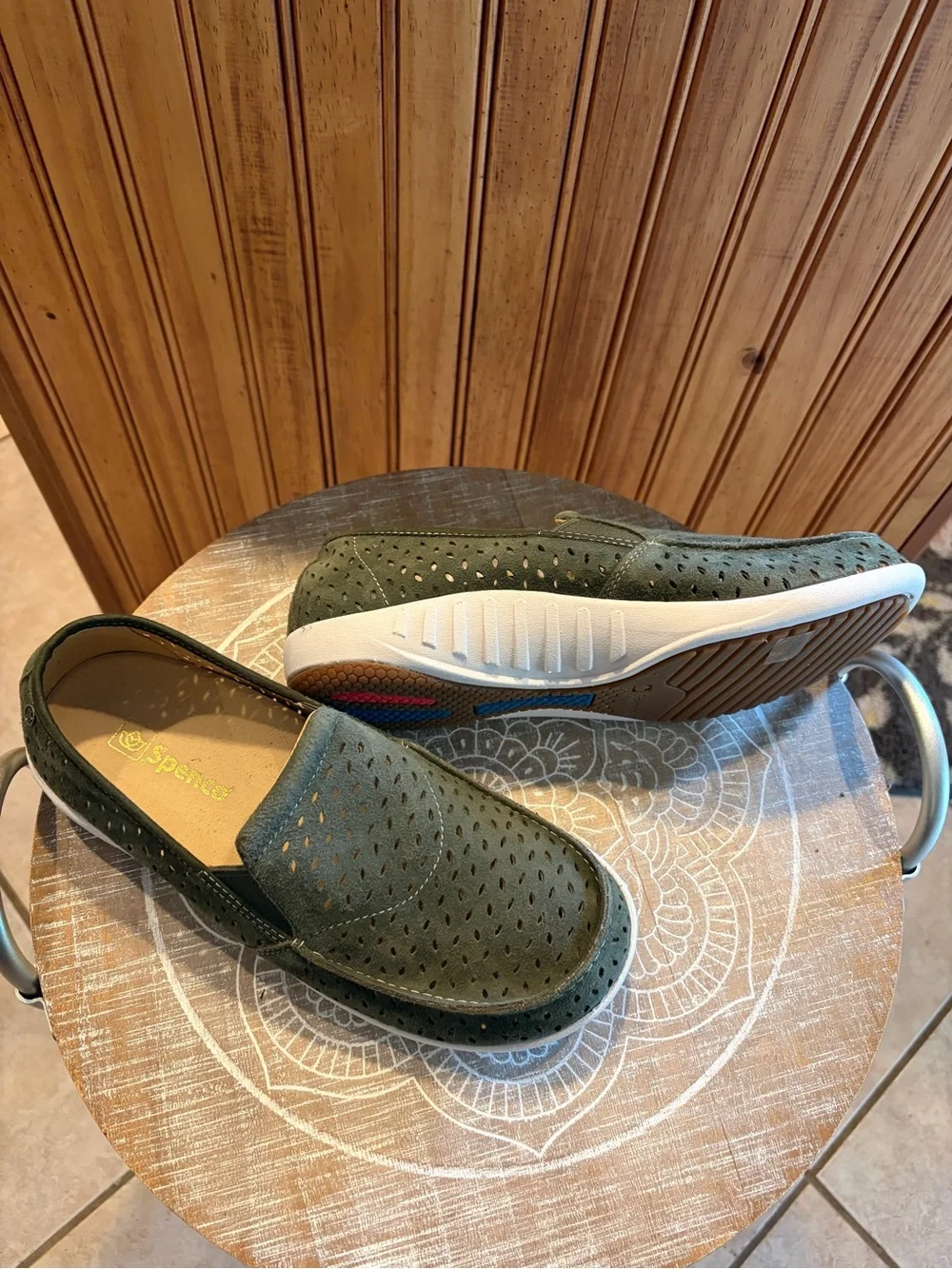 Spenco Women's Olive Green Perforated Slip-On Loafers 2